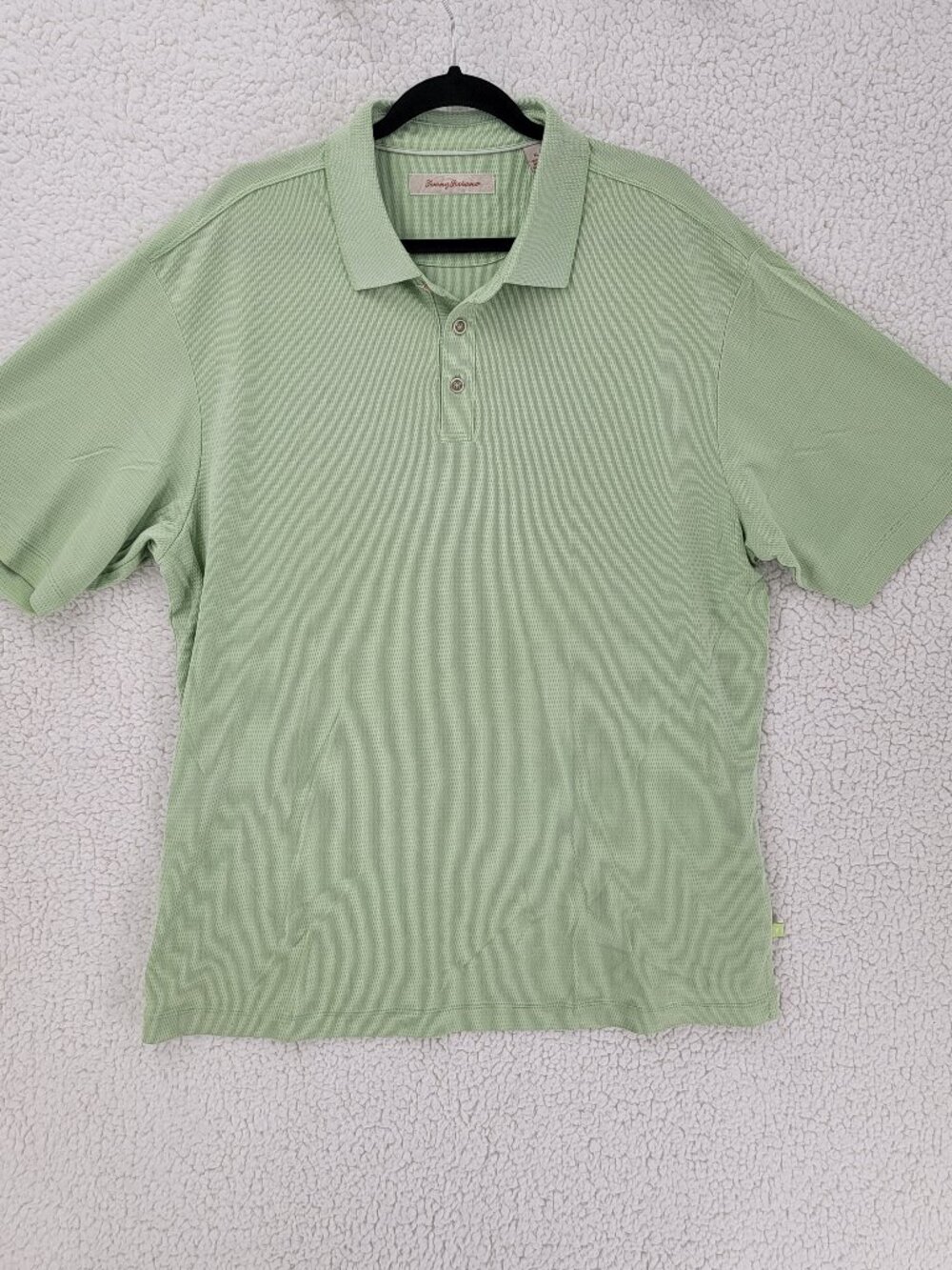 Tommy Bahama Men's XL Sage Green Modal Polyester Blend Textured Polo Shirt